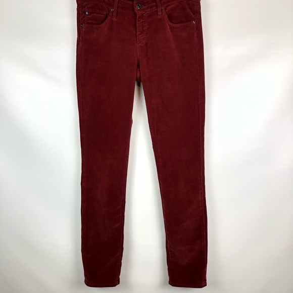 Woman/'s Alexa Chung for AG Adriano Goldschmeid Dark Red Corduroy Pants 24, 27